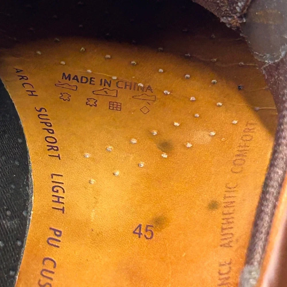 ECCO Mens Brown Leather Moc Toe Derby Dress Shoes Size 45 US 11-11.5‎